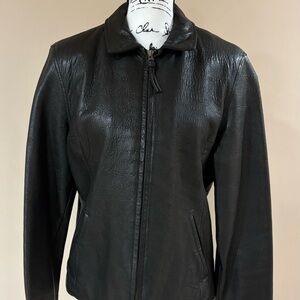 Elegant Black Leather Jacket for Women